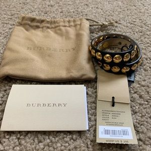 Burberry Karen Double Wrap Leather Bracelet Black